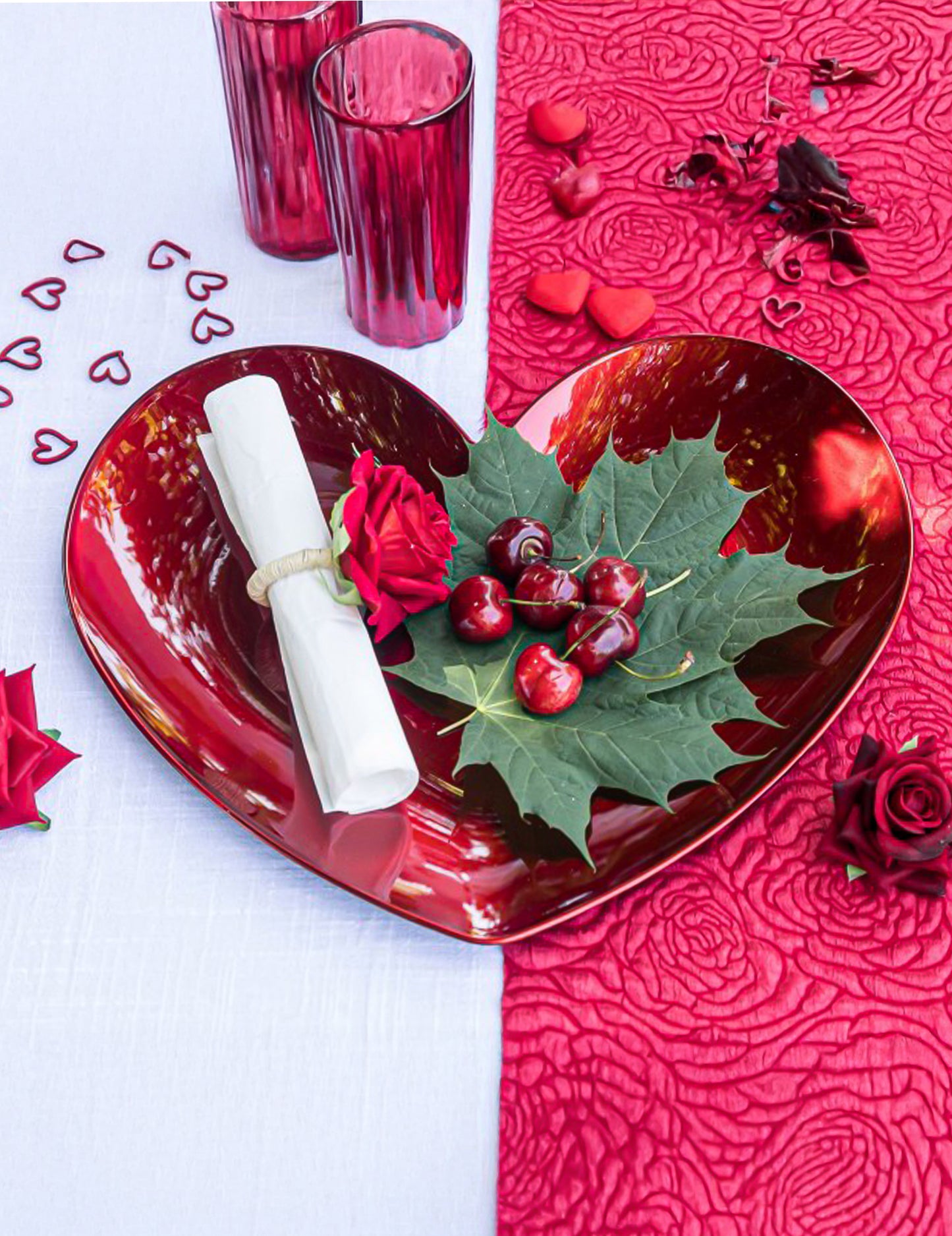 2 db rózsaszín és piros szalvétagyűrű 6 x 8 cm