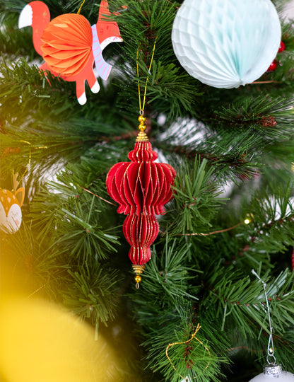 2 piros és arany origami függő dekoráció 13 cm