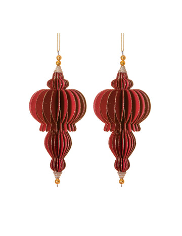 2 piros origami felfüggesztés 13 cm