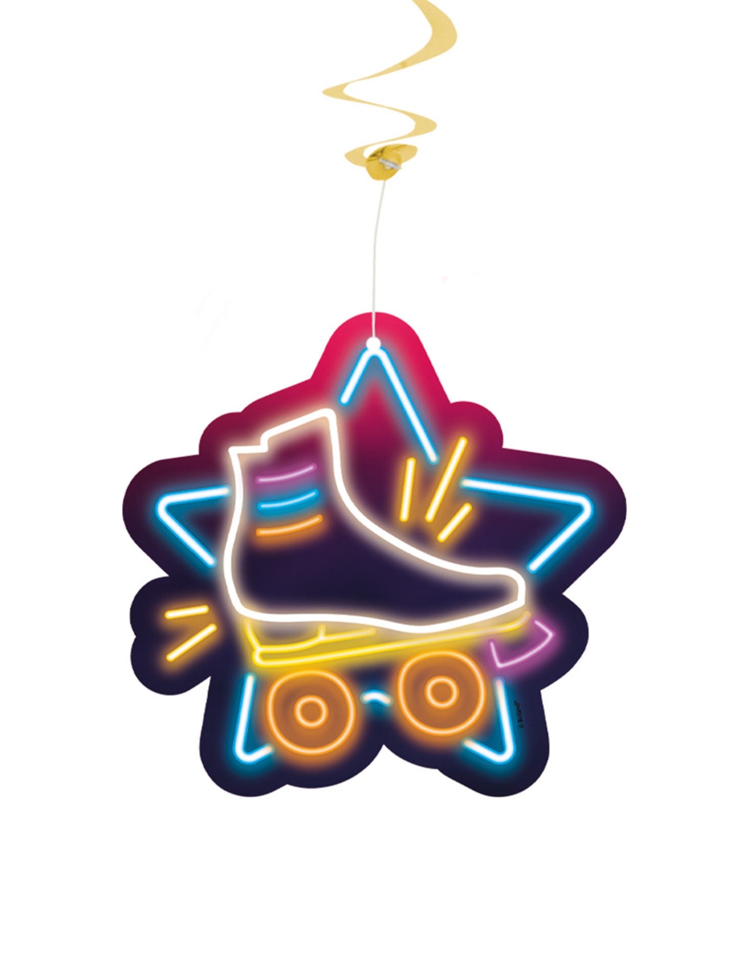 Médaillon illustré d'un patin à roulettes néon des suspensions spirales disco fever