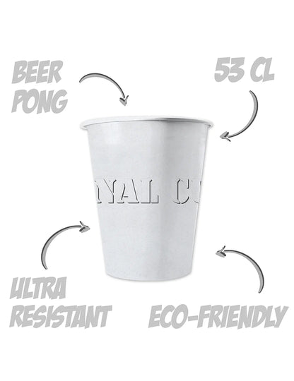 Détail des caractéristiques des gobelets américains carton recyclable blanc 53 cl
