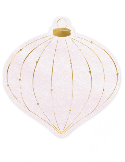Serviettes boules de Noël rose poudré et doré