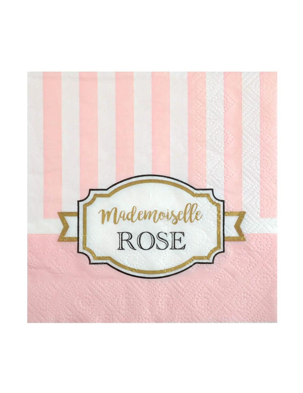 Mademoiselle rózsaszín papírszalvéták fehér csíkos rózsaszín baby showerhez