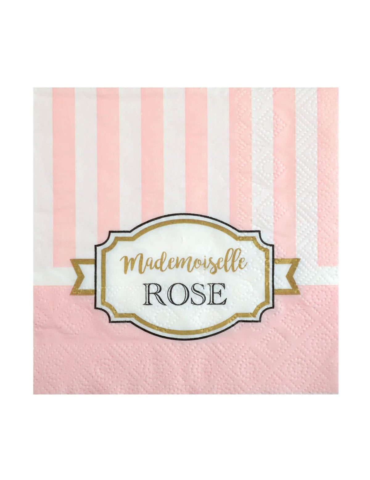 Mademoiselle rózsaszín papírszalvéták fehér csíkos rózsaszín baby showerhez