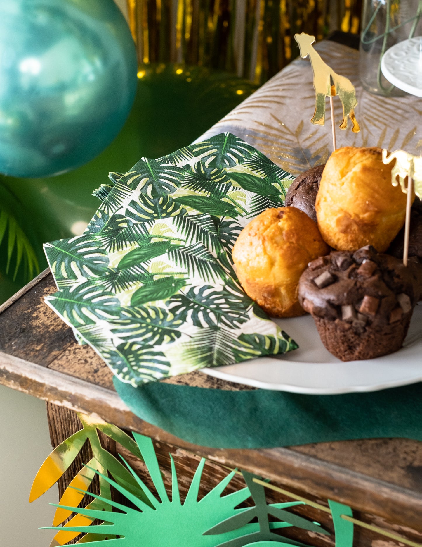 20 db kis trópusi zöld papírszalvéta 25 x 25 cm