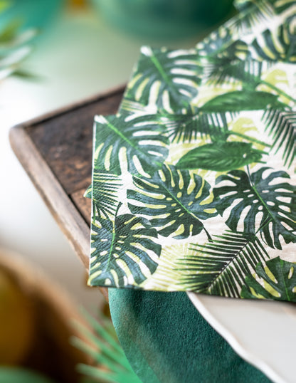 20 db kis trópusi zöld papírszalvéta 25 x 25 cm