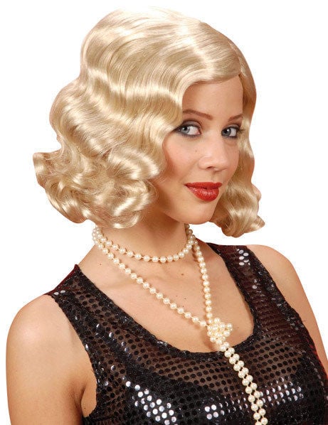 Perruque ondulée années 20 pour femme blond