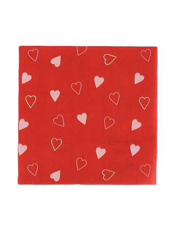 20 db kis papírszalvéta, Szívek Királynője mintával, 24 x 24 cm