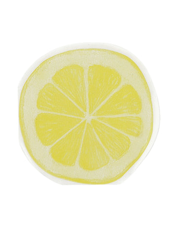 20 koktélszalvéta citromszelet mintával, sárga és fehér papír, 24x24 cm, frissítő dizájn