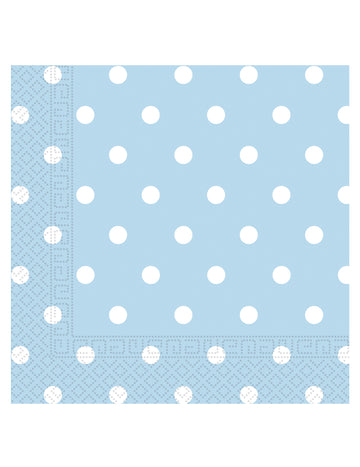 20 db égkék papírszalvéta fehér pöttyökkel, 33 x 33 cm