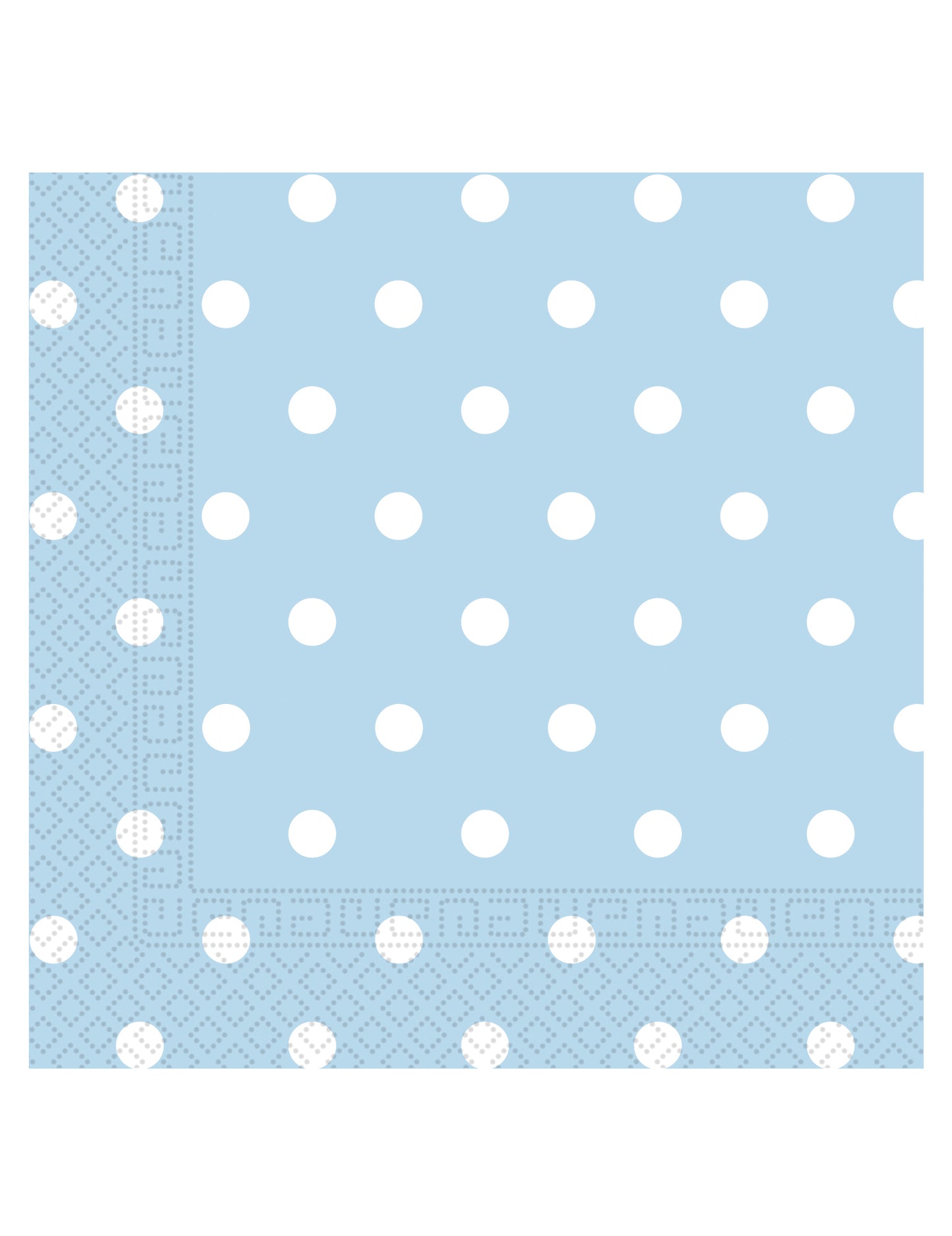 Serviettes en papier bleu ciel à pois blancs