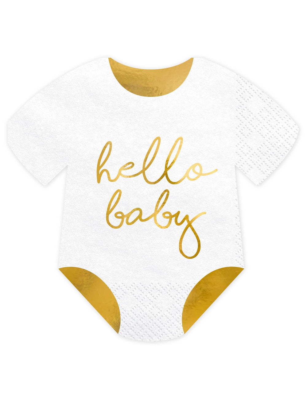 Hello Baby papírszalvéták baby showerhez, fehér és arany színben