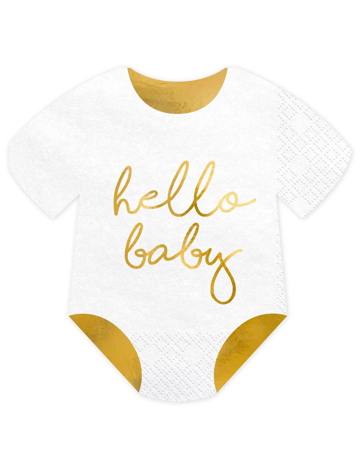 Hello Baby papírszalvéták baby showerhez, fehér és arany színben