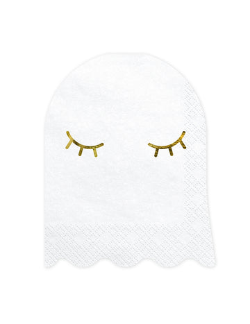 20 db fehér és arany szellem papírszalvéta 11 x 14 cm Halloweenre