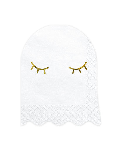 Serviettes en papier fantôme pour halloween blanches et dorées