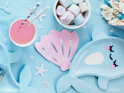 20 db irizáló rózsaszín, kagyló alakú papírszalvéta