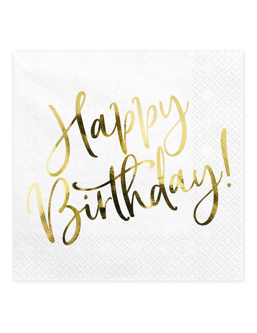 papírszalvéták Happy Birthday születésnapra, fehér és arany színben