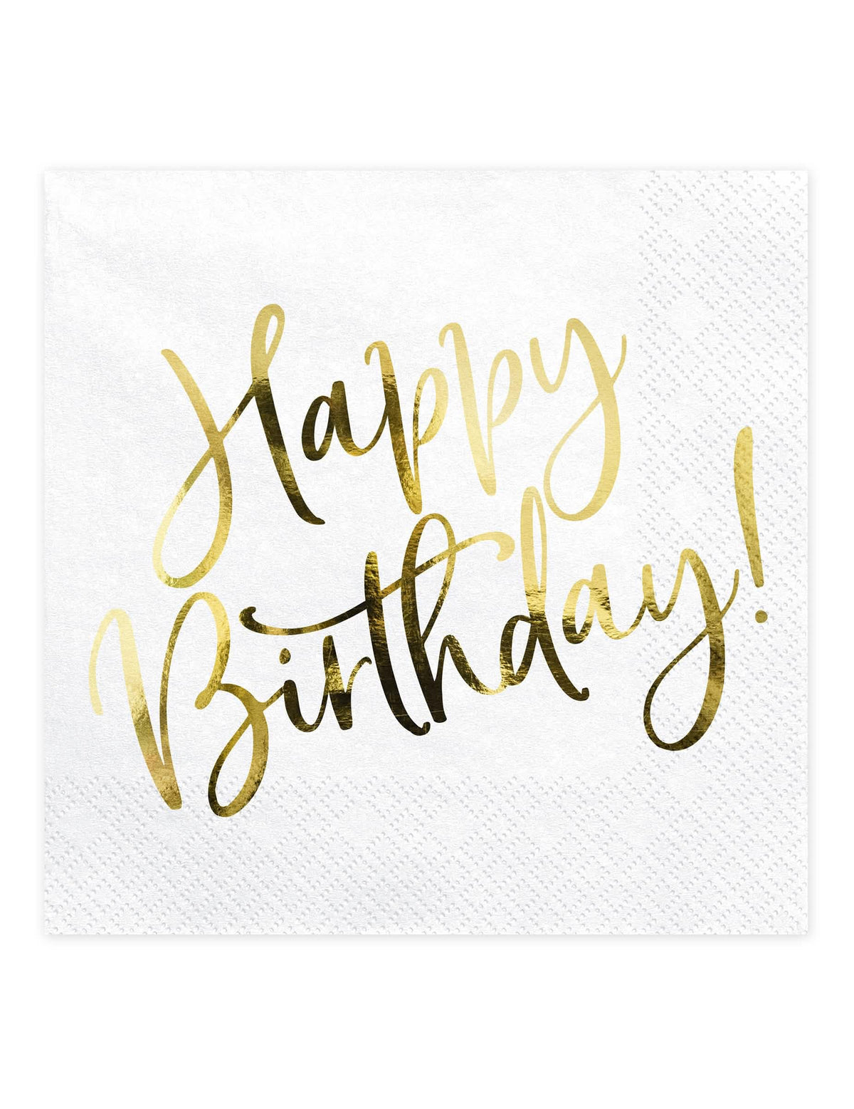 papírszalvéták Happy Birthday születésnapra, fehér és arany színben