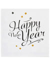 Serviettes en papier Happy New Year pour fête blanc noir et doré