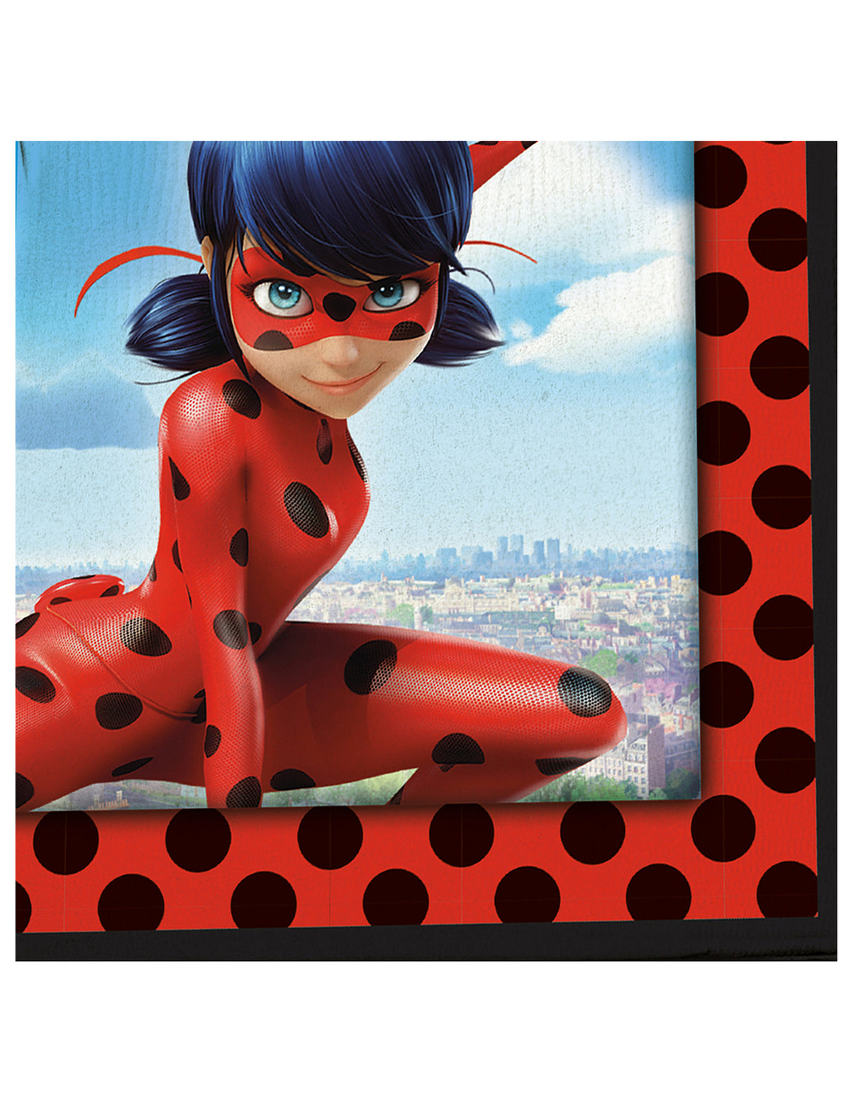 Serviettes en papier Ladybug à Paris pour enfant rouge à pois noirs