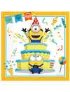 Serviettes en papier Minions jaune et bleu avec motif gâteau d'anniversaire