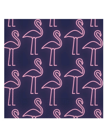 20 neon papírszalvéta 33 x 33 cm rózsaszín flamingók