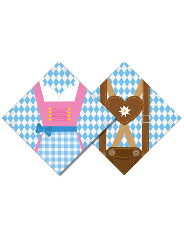 Serviettes en papier fête de la bière pour décoration bleues et blanches à motifs bavarois