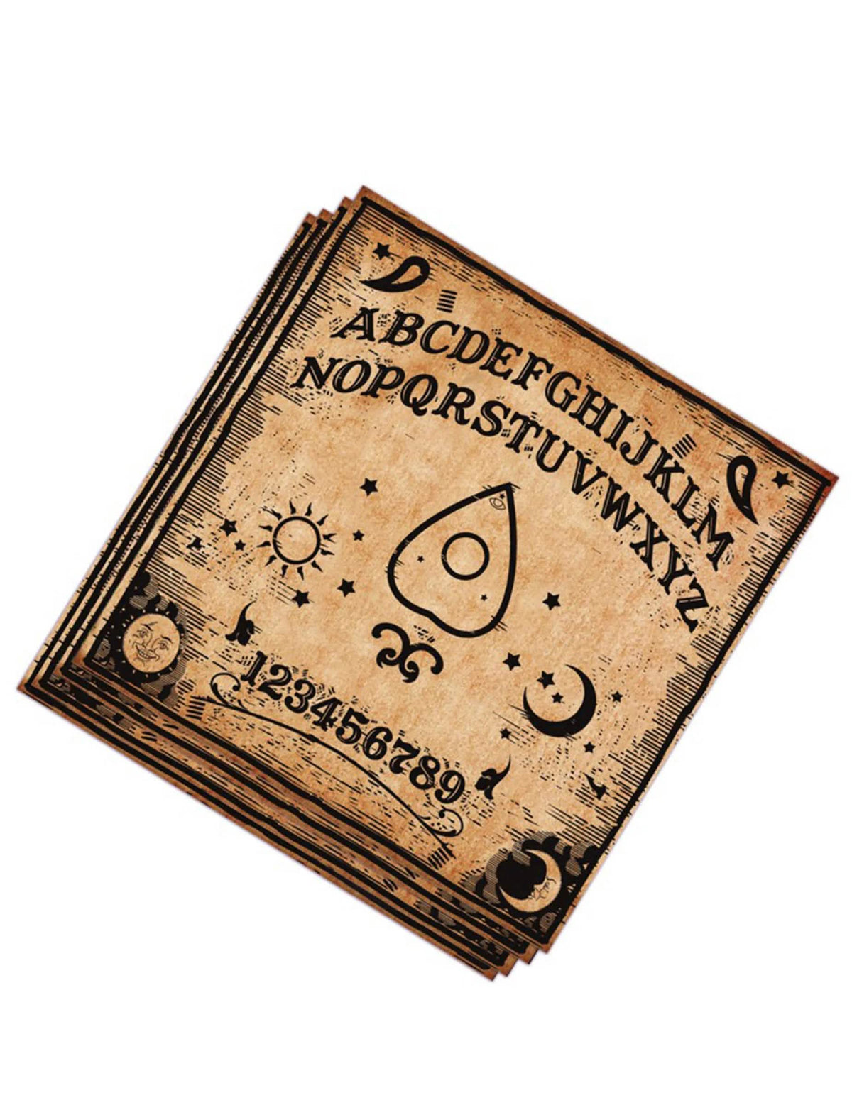 Papírszalvéták Ouija bulihoz barna és fekete pergamenhatású