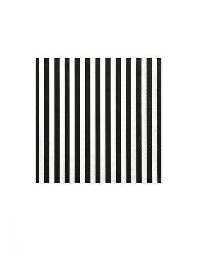 Serviettes en papier rayées pour fête noires et blanches
