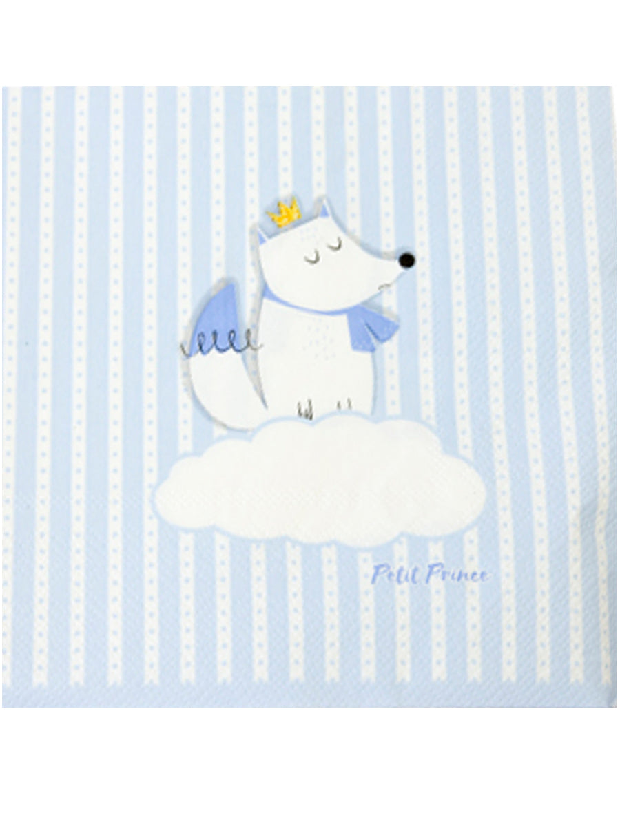 20 db fehér és kék róka témájú papírszalvéta, 33 x 33 cm kis herceg