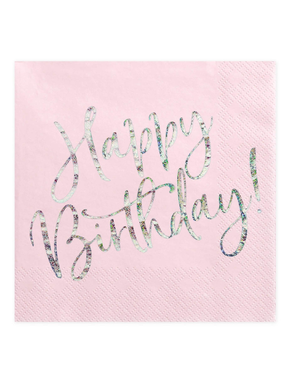 papírszalvéták Happy Birthday rózsaszín irideszcens bulihoz
