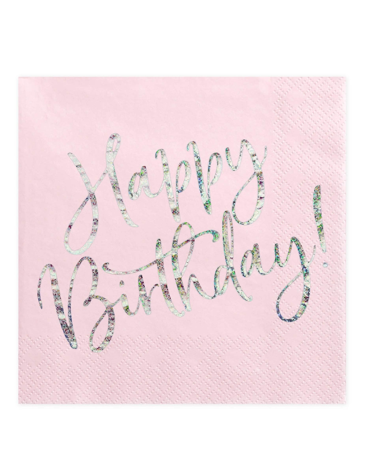papírszalvéták Happy Birthday rózsaszín irideszcens bulihoz