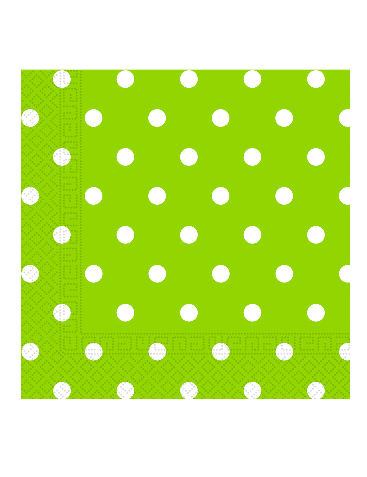 20 serviettes en papier à pois pour fête vert pomme et blanc