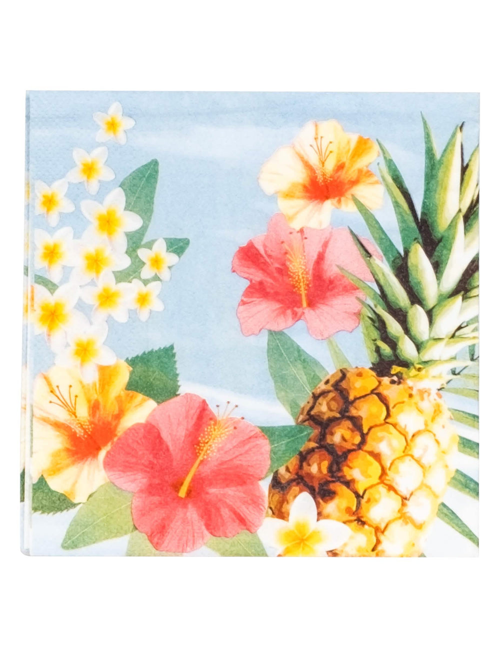 Hawaii party szalvéták bulihoz kék ananász- és hibiszkuszmotívumokkal