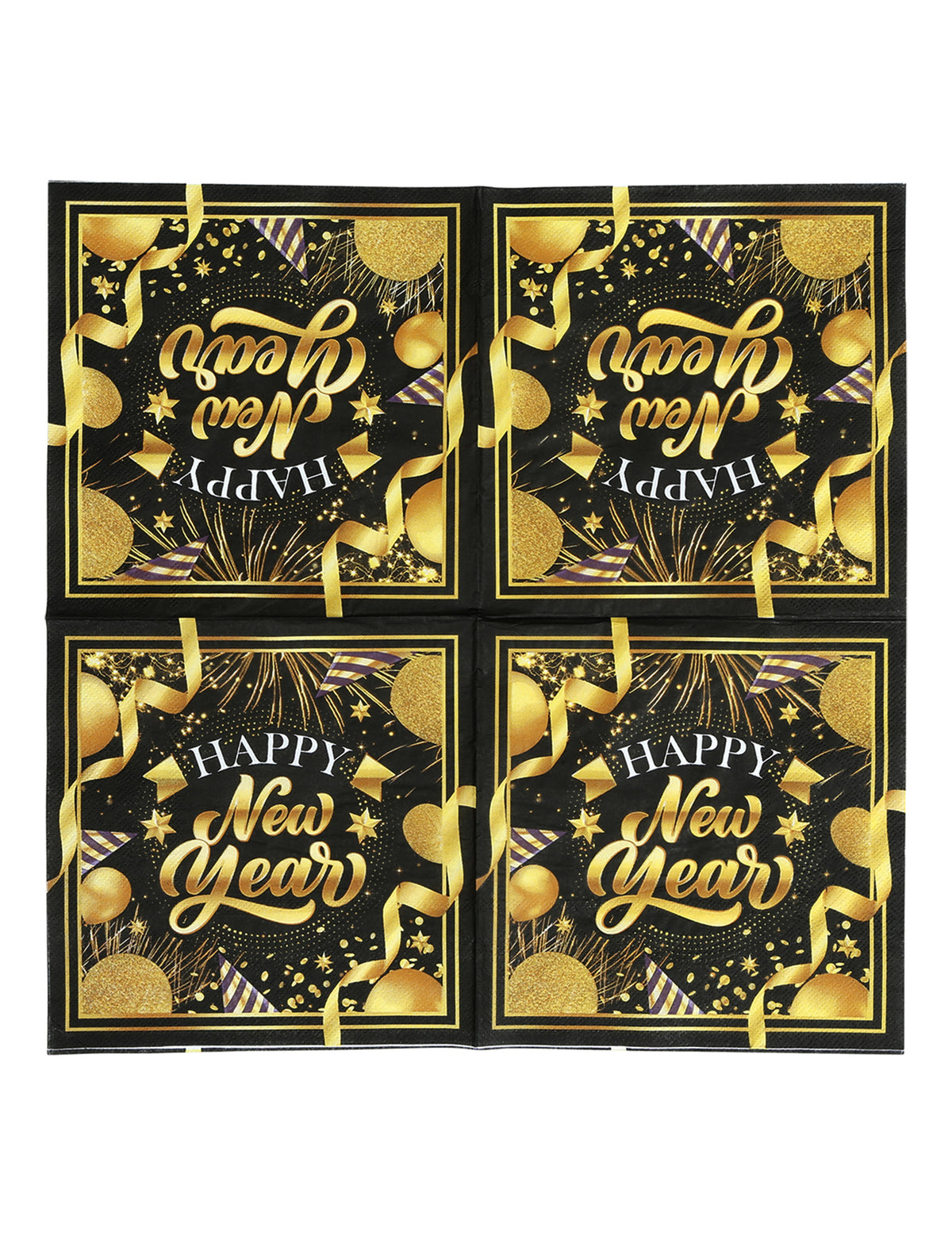 Vue de l'imprimé complet des serviettes en papier Happy new year