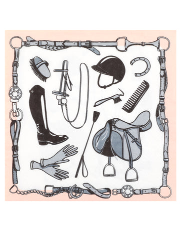 20 lovas témájú papírszalvéta, 33 x 33 cm rózsaszín és szürke