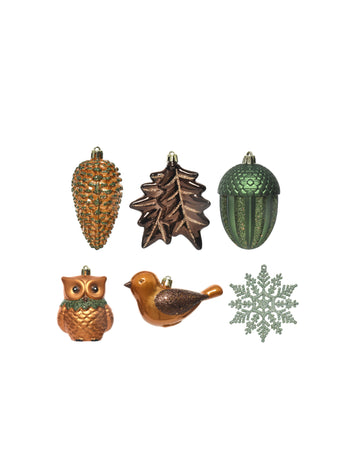20 db természetes karácsonyfadísz 10 db cm, állatok és hópelyhek