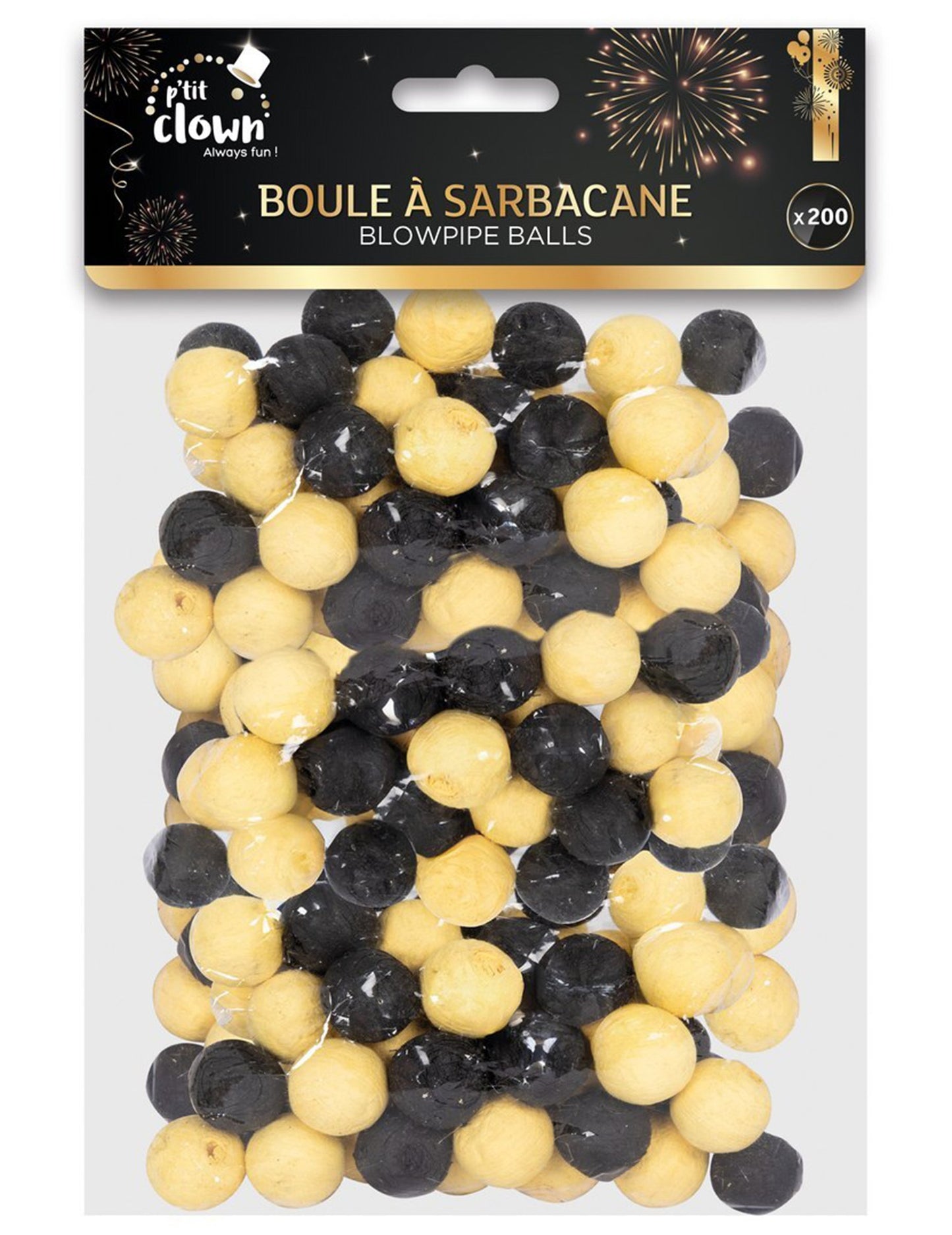 200 fekete és arany színű fúvócsőgolyó 