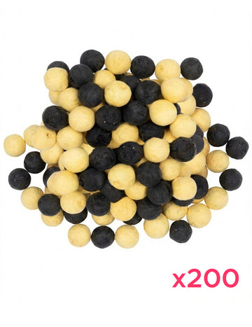 200 fekete és arany színű fúvócsőgolyó 