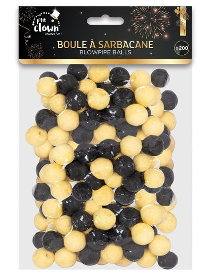 200 fekete és arany színű fúvócsőgolyó 