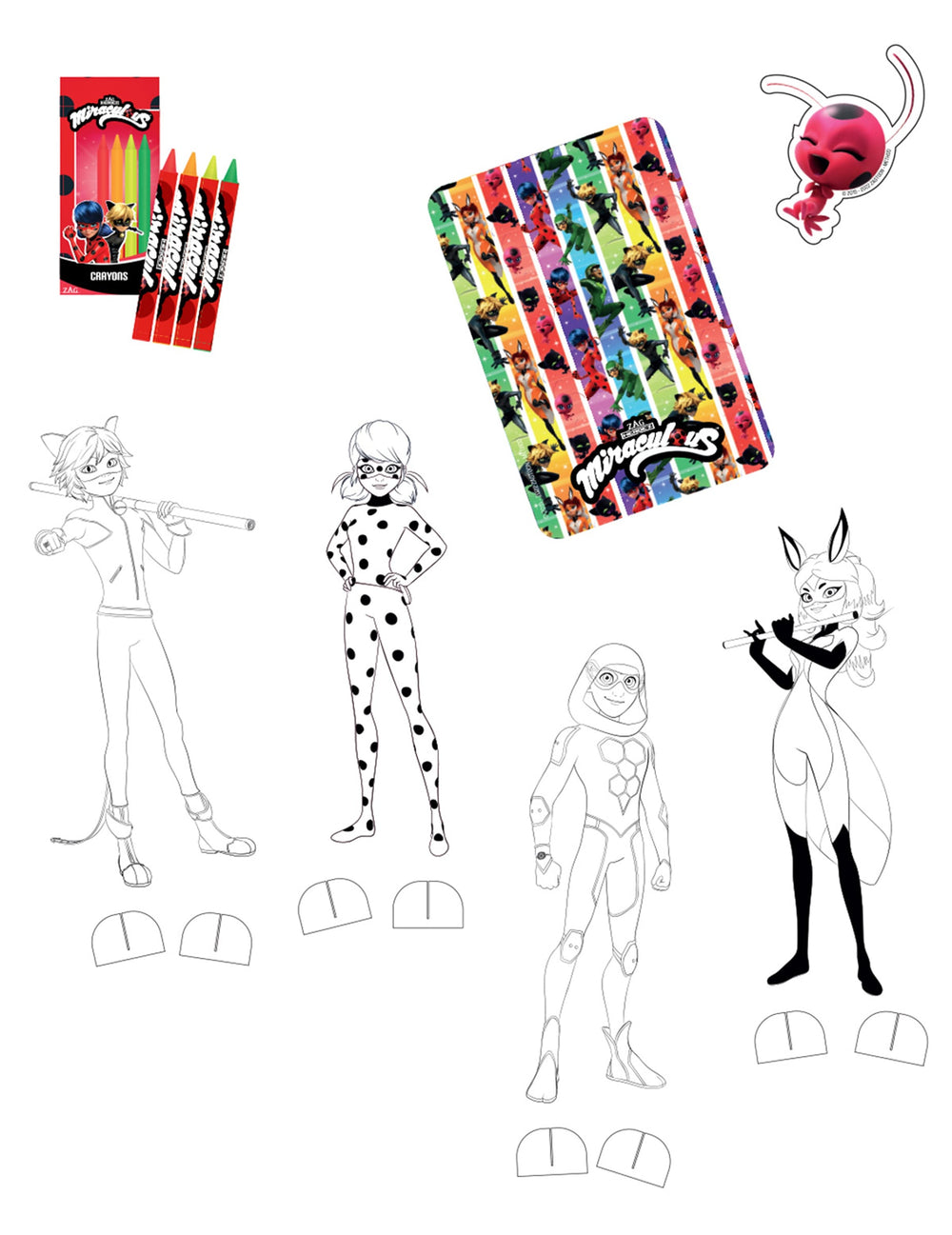 Accessoires cadeaux Miraculous pour enfant multicolore avec figurines à colorier et crayons