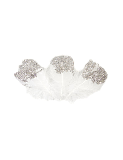 Plumes pailletées décoration pour fête blanches et argentées