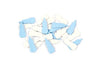 Confettis de table forme biberon pour baby shower bleu ciel et blanc