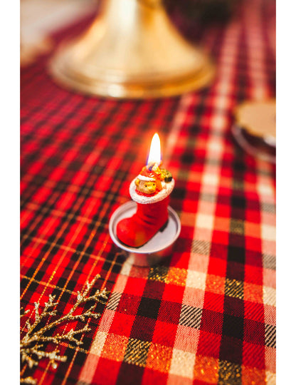 3 db mikulás csizmás gyertya plüssmackóval, 5,5 x 3,5 cm