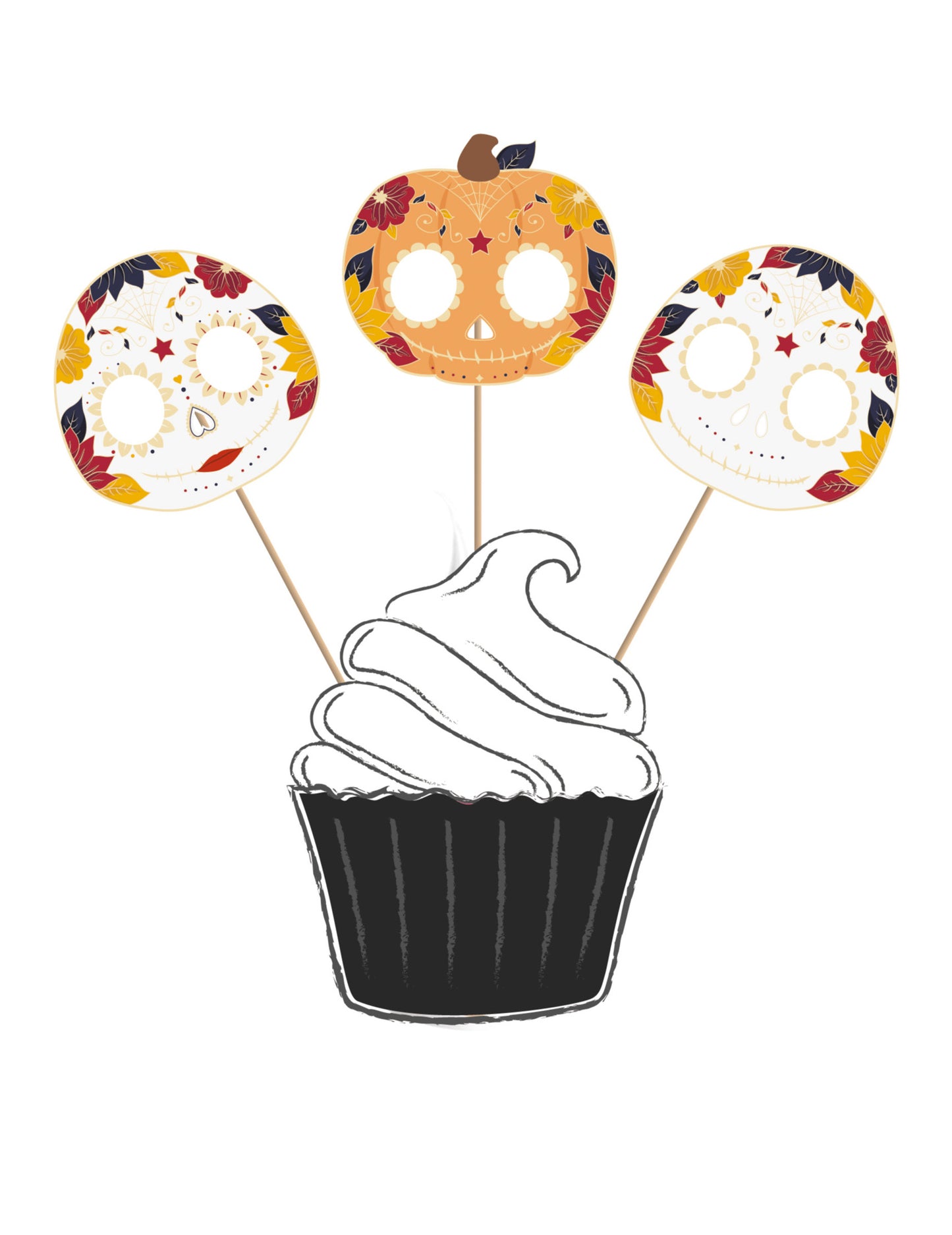 3 fa tortalapát Dia de los Muertos 20 cm kalaverák és tök