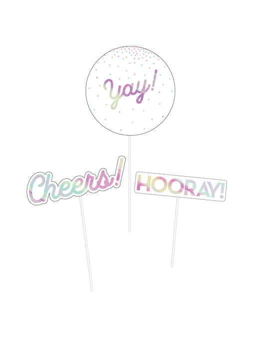 Centres de table en pic anniversaire iridescents pour fête