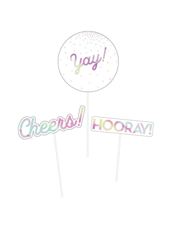 3 irizáló tüskés középdísz 35,6 x 12,7 cm születésnapi dekorációk