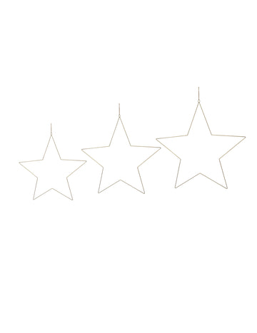 3 függő aranycsillagos dekoráció, 30-50 cm