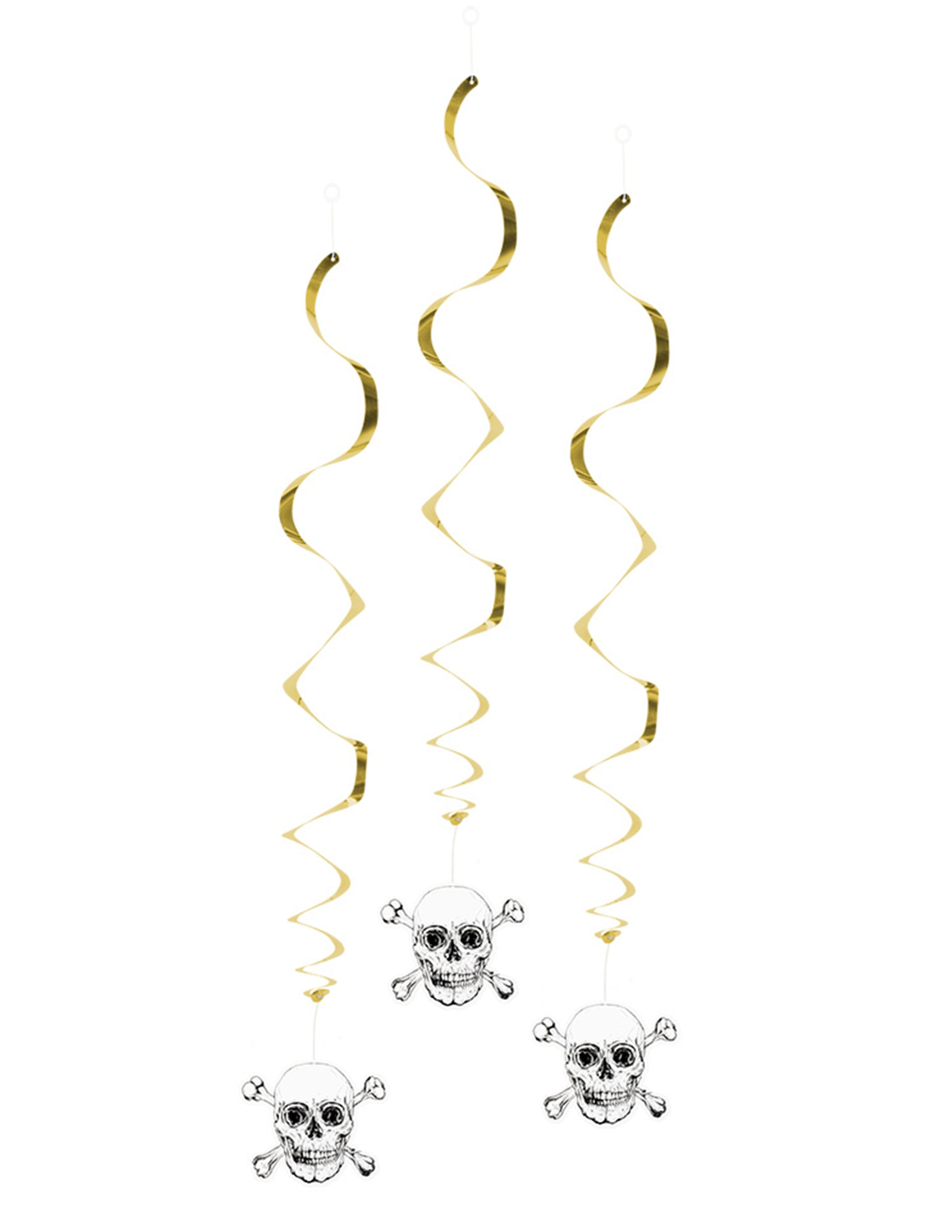 Décorations à suspendre Pirate Jolly Roger pour fête dorées avec spirales et têtes de mort