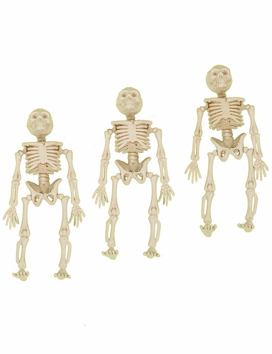 Lot de 3 décorations squelettes pour Halloween beige